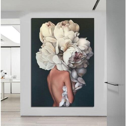 Abstract Flower Woman Canvas Painting Wall Art Posters And Prints Modern Sexy Girl Picture For Living Room Home Decoration