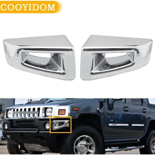 Car Left Right Fog Light Lamp Cover Grill Racing Grill Chrome Trim Front Bumper End Cap Cover For Hummer H2 SUV SUT 2003-2009
