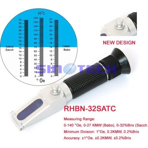 Free shipping 10pcs/lot Hand-held new design Oechsle Refractometer RHBN-32SATC with out-standing calibration screw