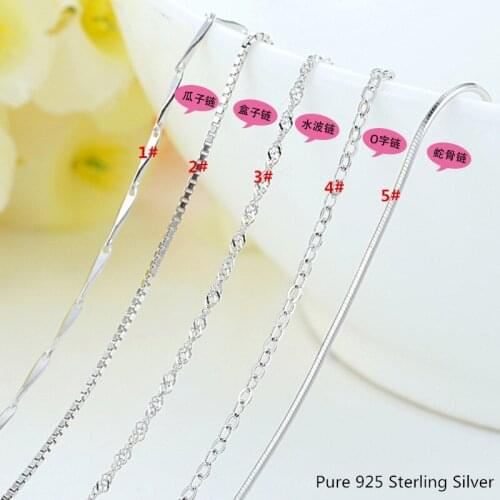 Classic Basic Chains Necklace for Pendant 5 Style 45cm Snake / Box Chain 925 Sterling Silver Necklace Women Jewelry Accessories