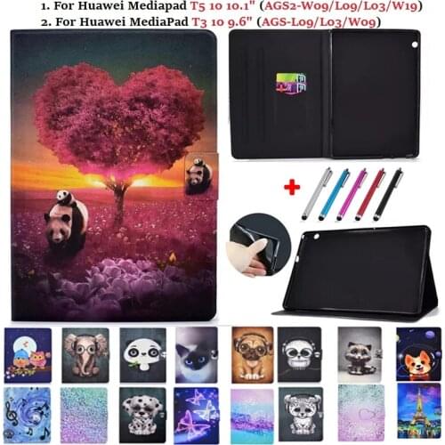 Case on for Huawei Media Pad T3 10 9.6 AGS-W09 L09 Print Tablet Cover for Coque Huawei MediaPad T5 10 Case 10.1 AGS2-W09/L09/L03