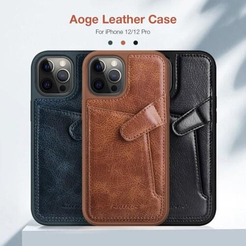 For iPhone 12 Pro Max Case Leather Nillkin Luruxy Aoge Business PU Leather Back Cases Fundas for iPhone 12 Mini Covers