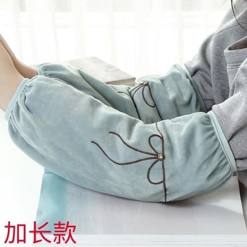 Cute cartoon fleece warm long sleeve adult men and women office work antifouling over elbow winter