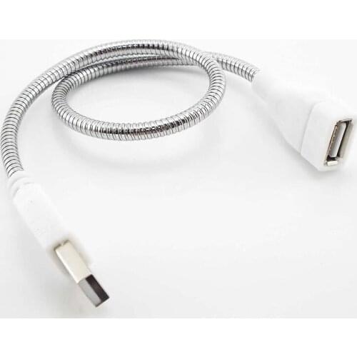 DC 5v USB Male to Female connector Flexible Hose Power Supply Adapter Metal Cord desk tube Extension power holder LED Light Fan