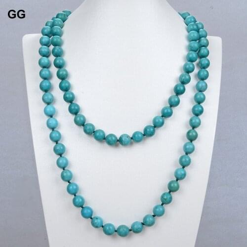 GuaiGuai Jewelry National Round Blue Turquoises Coat Chain Long Necklace Ethnical For Women Lady Jewelry