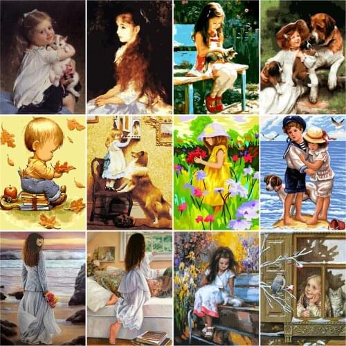 HUACAN DIY Pictures By Number Girl Kits Drawing On Canvas Painting By Numbers Figure Hand Painted Paintings Art Gift Home Decor