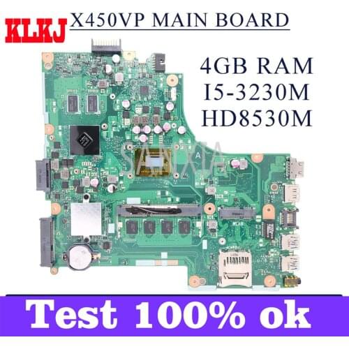 KLKJ X450VP Laptop Motherboard For ASUS X450VP Original Mainboard 4GB-RAM I3-3230M AMD HD8530M