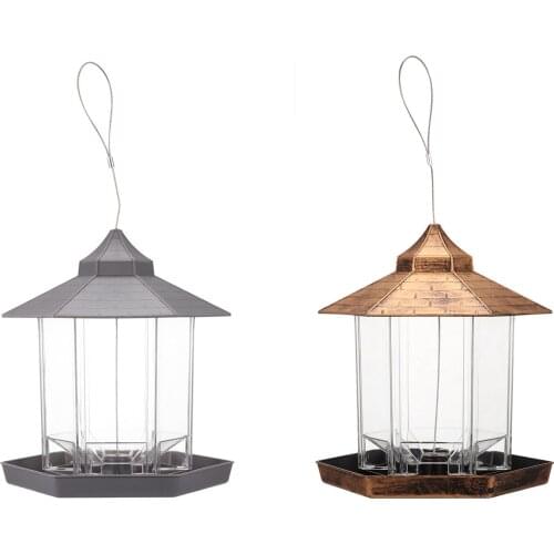 Large Capacity Bird Feeder Transparent Shell Plastic Hanging Bird Feeder With Roof For Outdoor Garden Patio Backyard