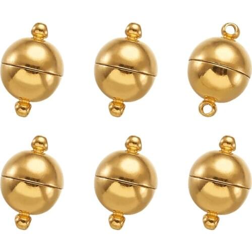 5Sets Round Brass Magnetic Clasps End Connector Jewelry Findings Components Gunmetal Golden Silver Color Copper Magnetic Clasps