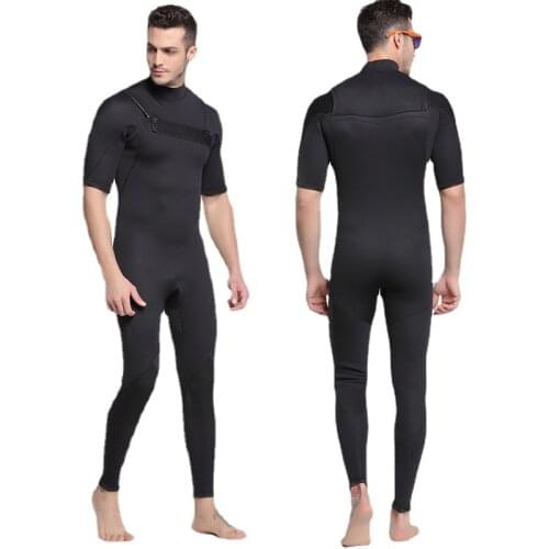 Sbart New 3mm neoprene Mens Wetsuit Black Chest Zip Suit One-piece Fullbody Short Sleeve Rash Guards for Surfing Snorkeli