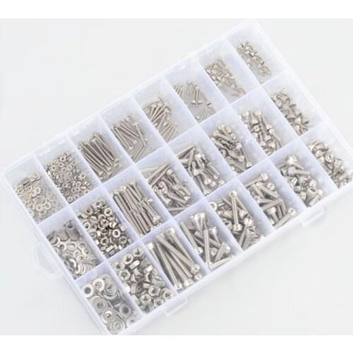 1080PCS M2/M3/M4 304 Stainless Steel HEX Socket Head Cap Screws Set for RC Model Drone Vehicles