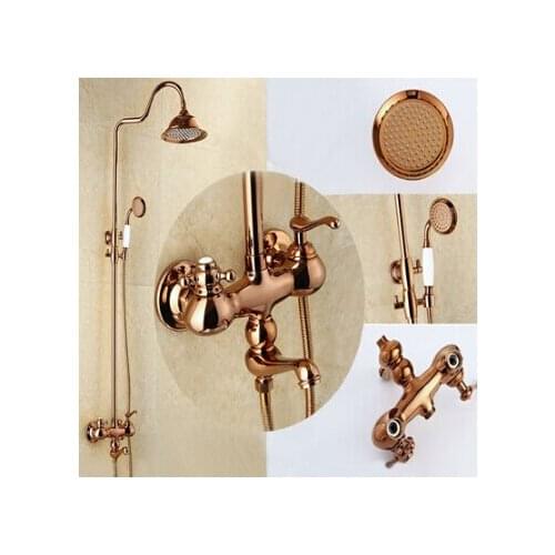 New Arrivals high quality brass material Rose Gold bathroom shower faucet set rainfall shower faucet set bathroom water faucet