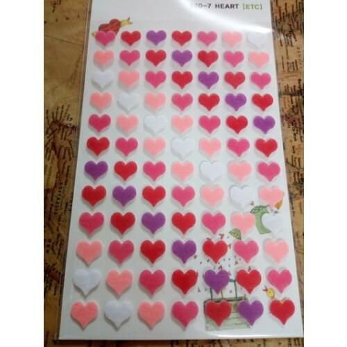 Pretty Colorful Rainbow Color Heart Printed Felt Sticker DIY Nonwoven Felt Fabric