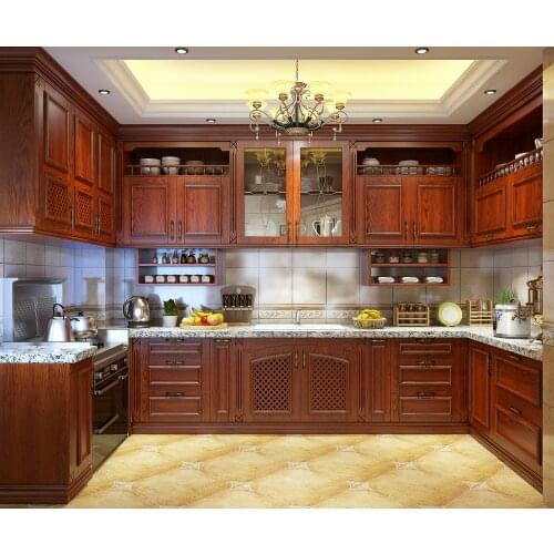 Custom Made Modern Modular Solid Cherry Wood Kitchen Cabinets