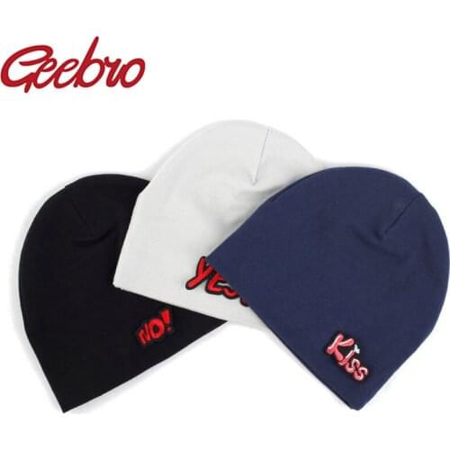 Geebro Diy Letter Design Beanies New Baby Girls Cotton Hat Fashion Slouchy Beanie For Baby Newborn Boys Solid Color Hat
