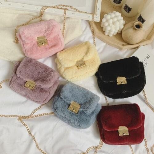 New Lovely Baby Girls Handbags Mini Shoulder Bags Messenger Solid Kids Plush Bag Fashion Accessories Coin Purses