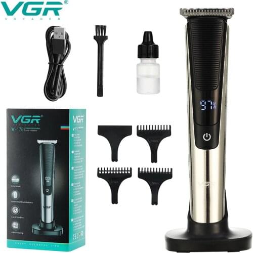 VGR Electric Hair clipper Rechargeable Breard Trimmer Cordless Shaver Trimmer Man LCD Shaver Men Barber Hair Cutting Machine