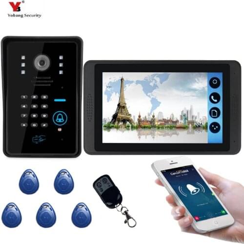 7 inch Wired Wifi RFID Password Video Door Phone Doorbell Intercom Entry System Camera Night Vision Remote APP Unlocking