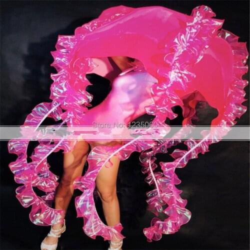 WYY Pink color Jellyfish ocean singer stage show wear catwalk performance dress party bar dj bikini ballroom dance costumes ktv