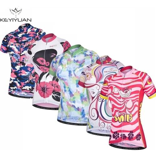 KEYIYUAN Pro Team Womens Ropa Ciclismo Cycling Jersey Top Bike Clothing Short Sleeve Sportwear Bicycle Jersey Shirt