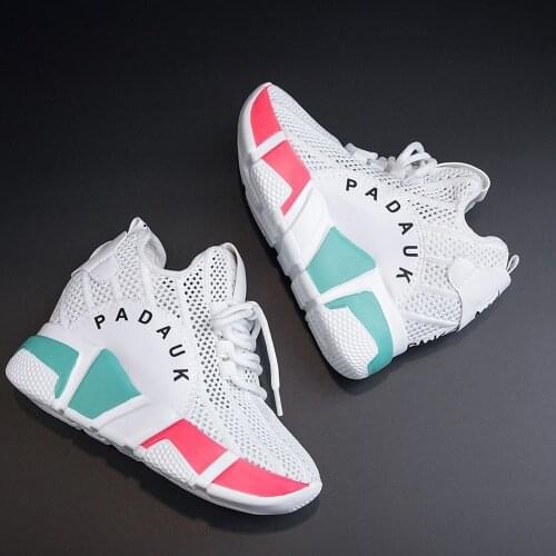 OLOMLB Womens Sneakers Platform Creeper High Hidden Wedge 9CM Heel Lace Sport Shoes Casual Mesh Breathable Korean Styles Y001