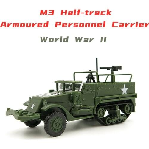 1/72 M3 Half-track Armoured Personnel Carrier Assembling Model World War II US Military Vehicles DIY Chariot Toys
