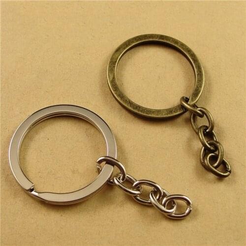 10pcs Antique Bronze Rhodium 30mm Key Chains Key Ring fit Car Round Split Keyrings Keychain for Bags Jewelry Making Findings