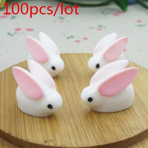 100pcs Wholesale Cute Resin Simulation Rabbit Model Flatback Resin Cabochons DIY Micro Landscape Garden Miniatures Resin Crafts