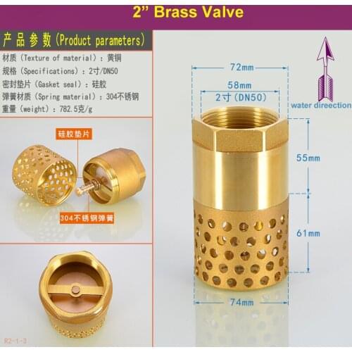 2" Brass Check Valve with Strainer Filter BSP Female Thread Non-Return Stop Valve Free Shipping