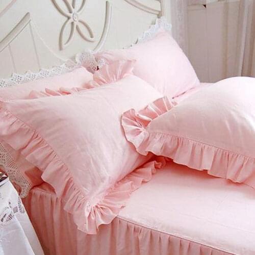 2pcs solid pillow case European princess ruffle pillow cover handmade wrinkle pillow cases home textile pillow sham no filler