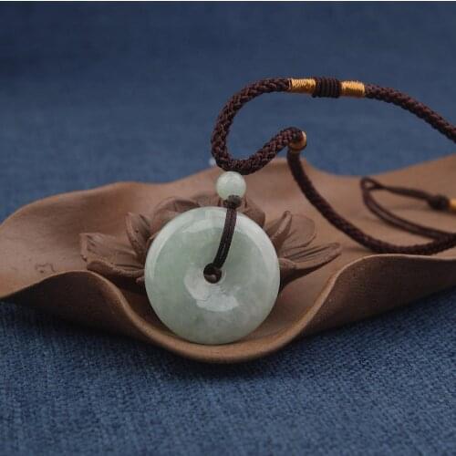 2020 Vintage Light Green Natural Ite Peace Buckle Pendant Necklace Ethnic Jewelry for Women and Men