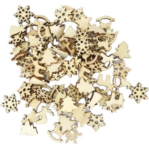 50Pcs Unfinished Wood Snowflake Embellishments Christmas Wooden Snowflakes Tree Hanging Ornament for Christmas Crafts Ornaments