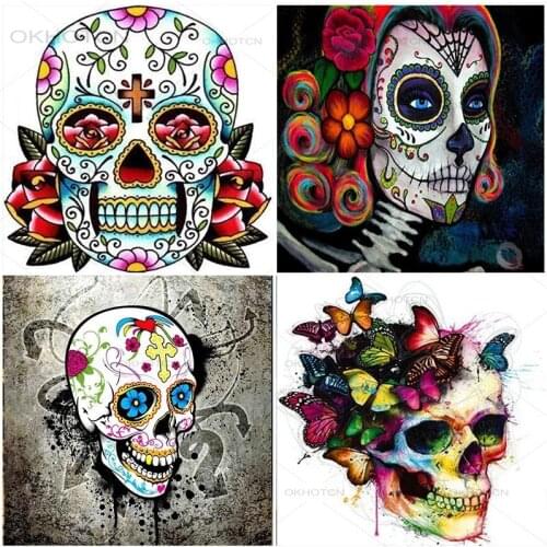 5D Diy Diamond Painting Skull Mosaic Full Square Round Drill Cross Stitch Decor Kits Embroidery Rhinestones Handmade Home Gifts