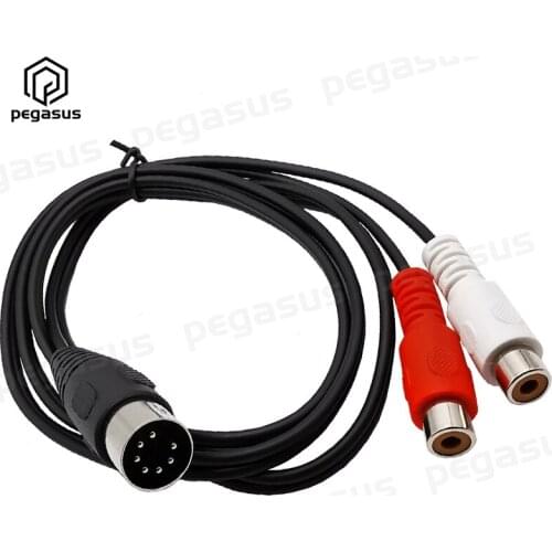 7-Pin DIN Male MIDI Cables to 2 Dual RCA Female Plug Audio Cable 0.5m For Guitars