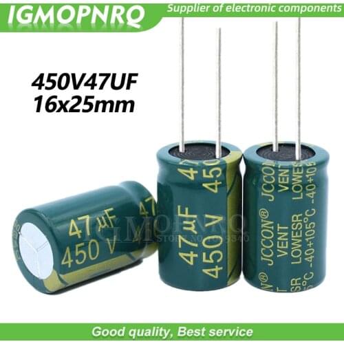 5PCS 450V47UF 16*25mm igmopnrq Aluminum electrolytic capacitor high frequent low impedance 16x25mm