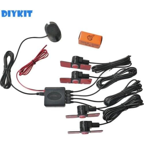 DIYKIT Car Parking Sensor Parking Radar Intelligent Parking Assistance 14mm Flat Sensors Reverse Radar Sound Buzzer Alarm Sound