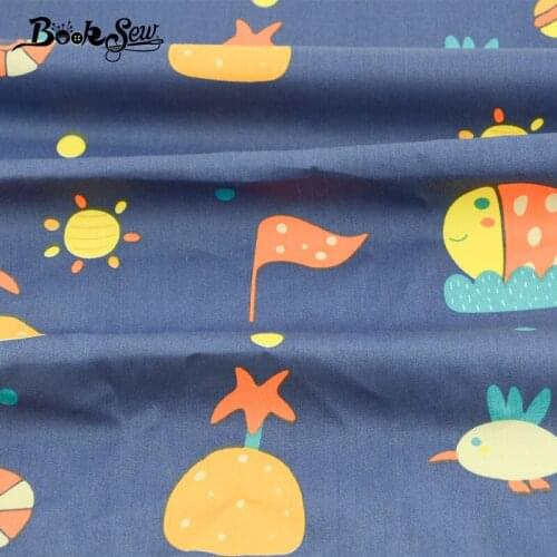 Booksew 100% Cotton Fabric Dye Sewing Cartoon Blue Telas De Algodon Para Patchwork Tecidos Para Costura Quilting Tissu Coton
