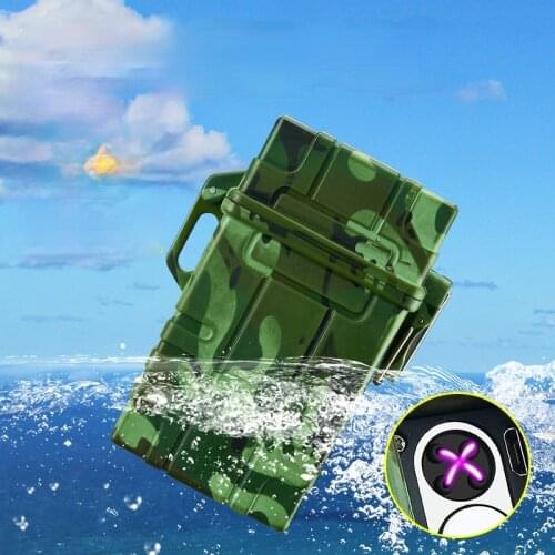 Double Arc Lighter Cigarette Case 20pcs USB Rechargeable Lighter Outdoor Convenience Waterproof and Windproof Cigarette Case