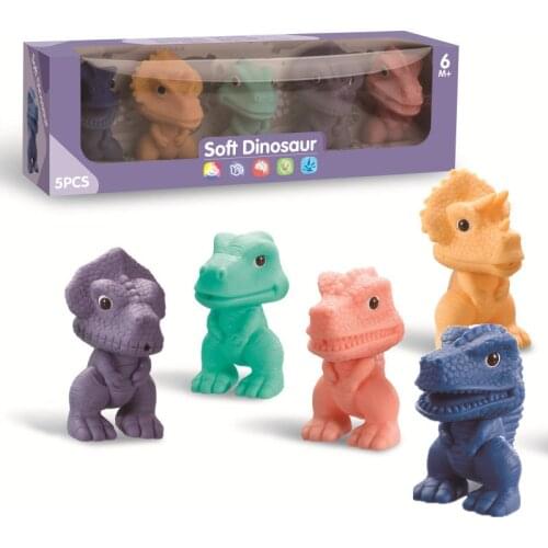 Baby Stacking Toys Infant Bath Toy Early Education Toys Soft Stacking Rainbow Circle PVC Simulation Dinosaur Toys Childrens Toy