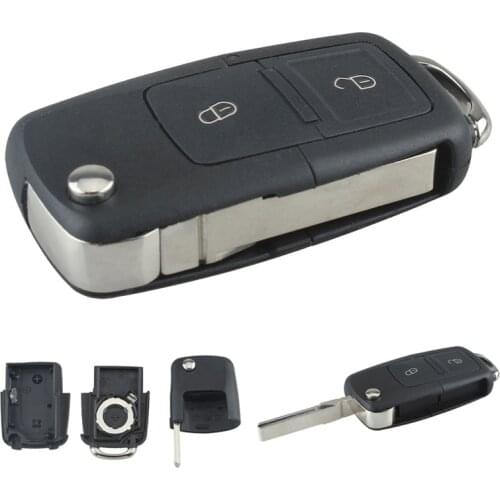 Black 2 Buttons Smart Remote Replacement Key Case No Chip with Uncut Car Flip Key Fit for Volkswagen BORA GOLF MK4 Key Case