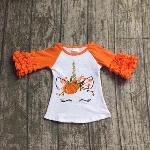 Toddler Girls Unicorn Ruffle Top Halloween Long Sleeve Baby Clothes Princess Girl Unicorn Party Cotton Tshirt D0927
