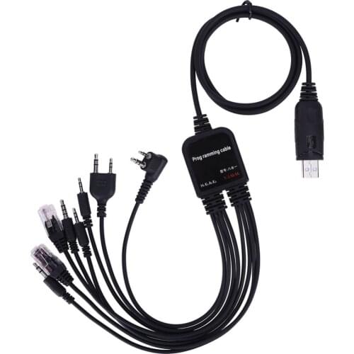 8 In 1 USB Programming Cable PTT Walkie Talkie Program Wire Lines for Baofeng Motorola AXU4100 AXV5100 Kenwood TYT QYT Radio