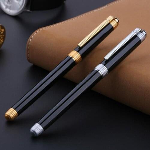 Picasso Pimio 909 Classic Space Time of London Metal Fountain Pen Black W/Golden & Silver Clip Original Box Fine Nib Writing Pen