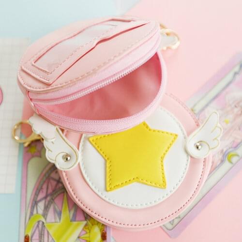 Anime Card Captor Sakura Kinomoto Sakura Cute Lovely Wings Coin Purse Wallet Purse Girls Circular Small Money Bag Pouch Gift