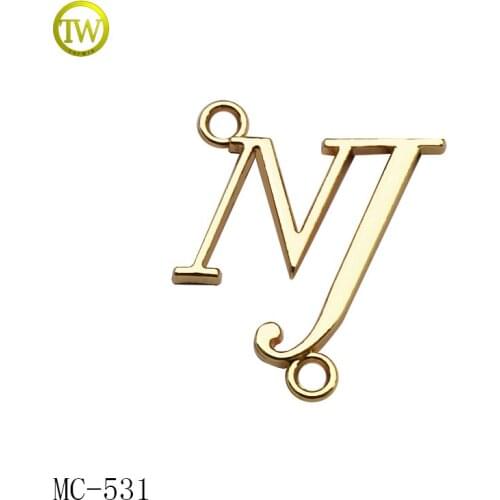 MC531 Custom metal letter Logo label Metal Name Tags for swimwear/garment