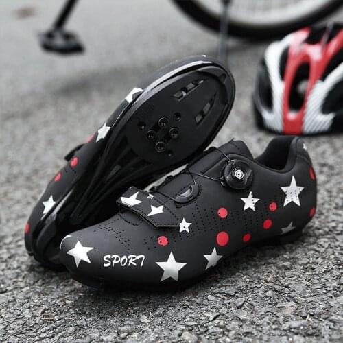 Star Print Road Bike Shoes Cycling Sneakers Men Professional Lace-lock Mens Outdoor Cycling Shoes Clip-in Pedals Bicycle Shoes