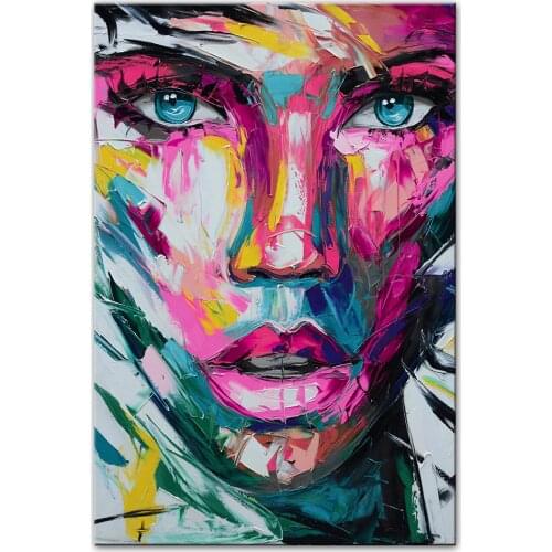 Knife Girl Face Fashion Pictures 100% Oil Painting Handmade Crafts Abstract Canvas Dropshipping For Home Decor Unframed Paints