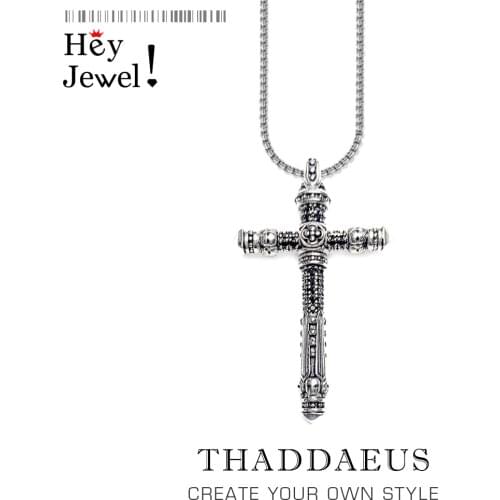 Cross Pave Link Necklace,2020 Brand New Chain Fashion Jewelry Europe 925 Sterling Silver Rebel Bijoux Gift For Men & Women