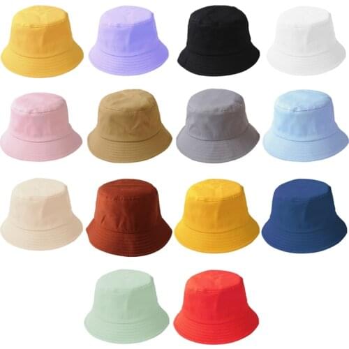 Korean Adult Kids Summer Foldable Bucket Hat Solid Color Hip Hop Wide Brim Beach UV Protection Round Top Sunscreen Cap 69HE