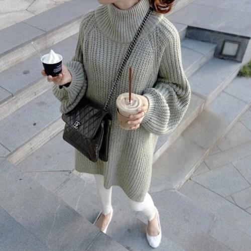 Casual Warm Turtleneck Female Autumn Winter Clothes Woman Knitted Sweaters Women Tops 2020 Korean Long Loose Pullovers A010